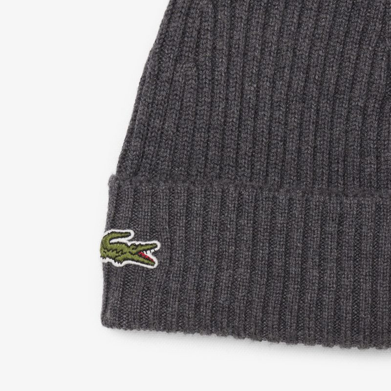 Шерстяная шапка Lacoste унисекс в рубчик 2