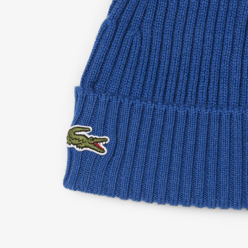 Шерстяная шапка Lacoste унисекс в рубчик 2