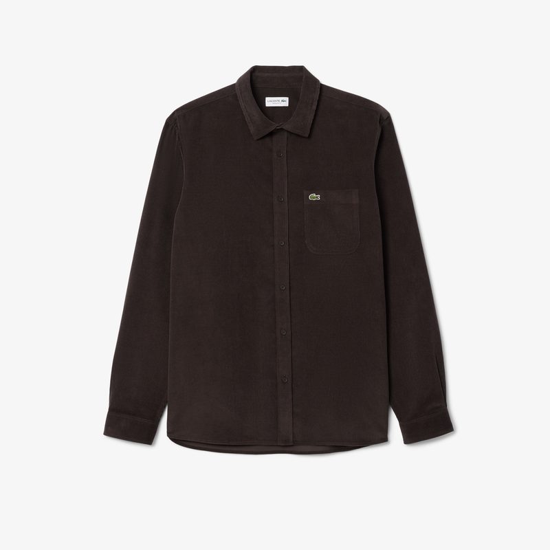 Мужская хлопковая велюровая рубашка Lacoste стандартного кроя 4