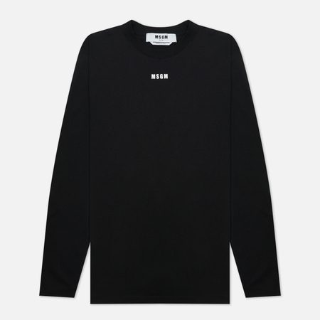 Женский лонгслив MSGM Micrologo Basic Crew Neck, цвет чёрный