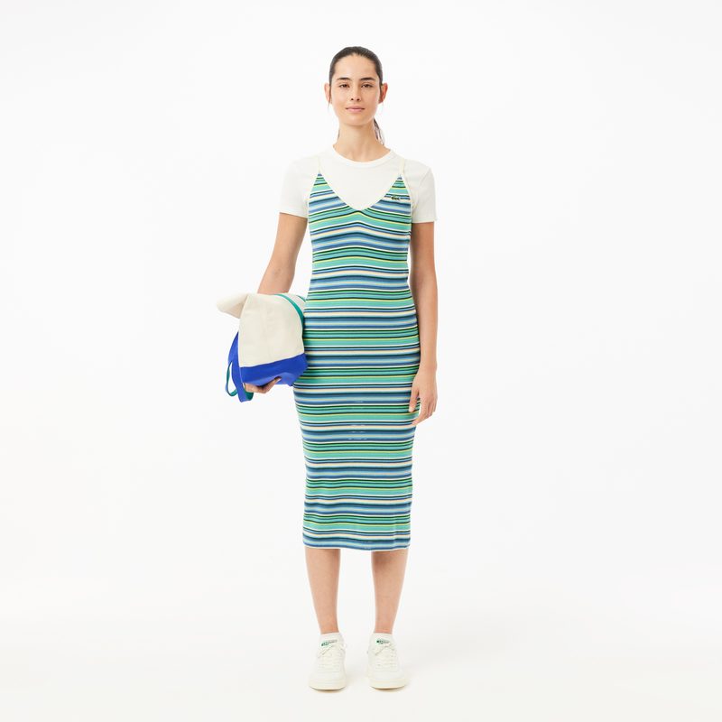 Женское длинное платье Lacoste в полоску 4