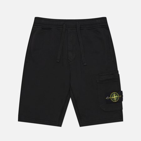 Мужские шорты Stone Island Cotton Fleece Cargo Regular, цвет чёрный
