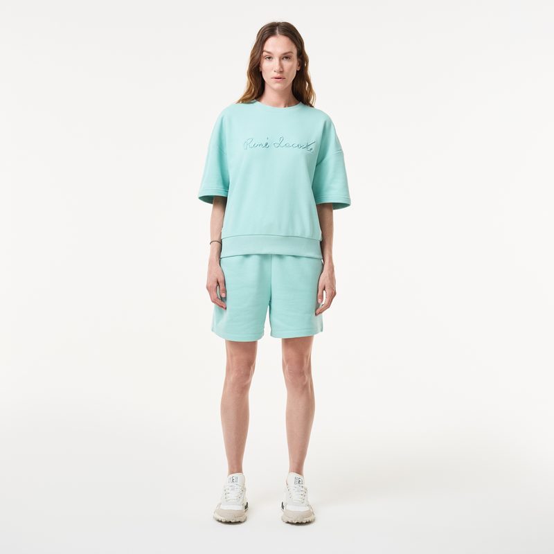 Женская толстовка Lacoste свободного кроя с коротким рукавом 5