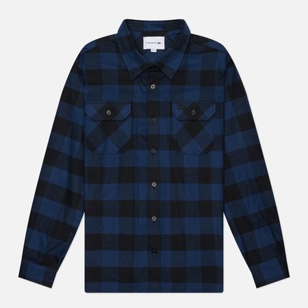 Мужская рубашка Lacoste Plaid Cotton, цвет синий