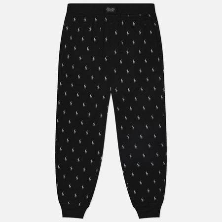 Мужские брюки Polo Ralph Lauren All Over Pony Cotton Jersey Sleep Jogger, цвет чёрный