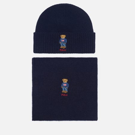 Подарочный набор Polo Ralph Lauren Flag Bear Beanie & Scarf Gift Box, цвет синий