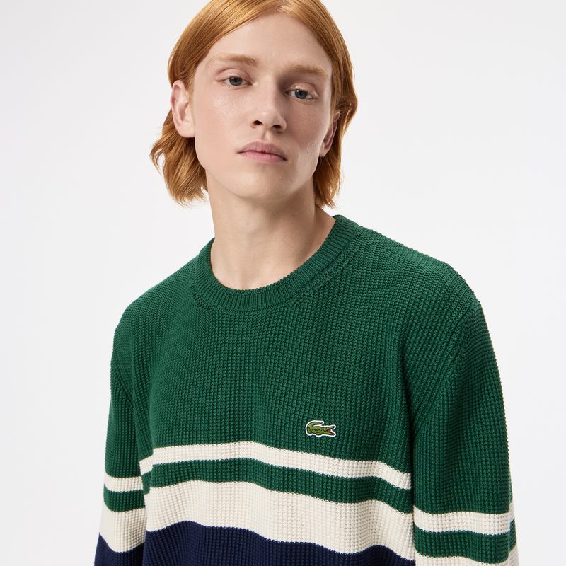 Мужской свитер Lacoste в полоску классического кроя 3