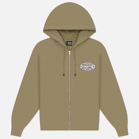 Мужская толстовка Stussy Champion Oval Zip Hoodie, цвет оливковый