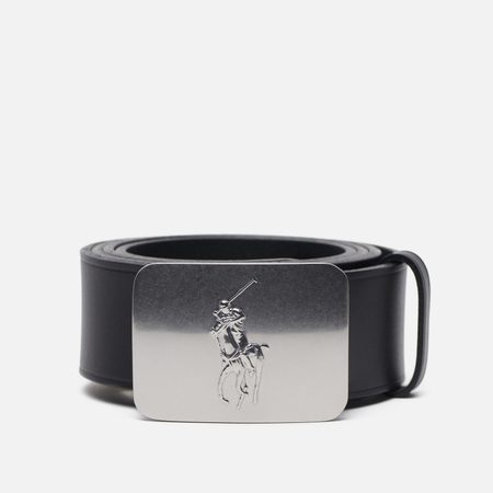 Ремень Polo Ralph Lauren 1 5/8 PP Plaque Casual Smooth Leather, цвет чёрный