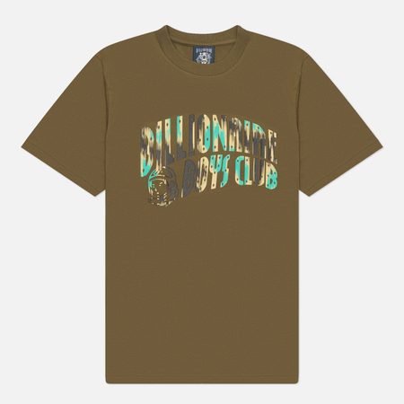 Мужская футболка Billionaire Boys Club Leopard Camo Arch Logo, цвет оливковый