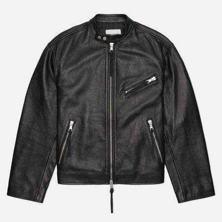 Мужская демисезонная куртка MKI MIYUKI ZOKU Cropped Leather Racer, цвет чёрный