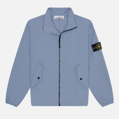 Мужская куртка ветровка Stone Island Light Soft Shell-R E.Dye Stand Collar, цвет голубой