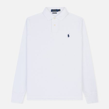 Мужской лонгслив Polo Ralph Lauren Custom Slim Fit Polo Basic Mesh, цвет белый