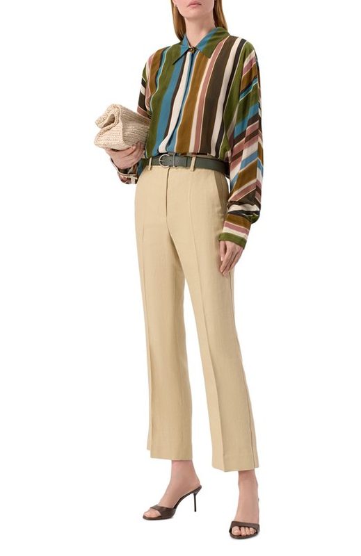 Брюки из хлопка и льна Weekend Max Mara 2