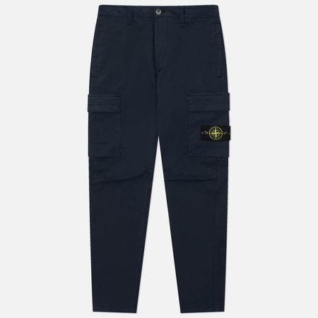 Мужские брюки Stone Island Stretch Organic Cotton Twill Regular Tapered Cargo, цвет синий