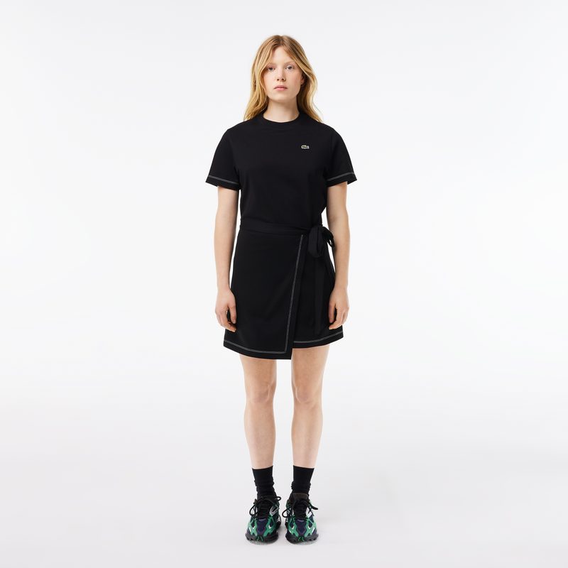 Платье Lacoste оверсайз с поясом и коротким рукавом
