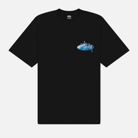 Мужская футболка Stussy Wave Oval, цвет чёрный