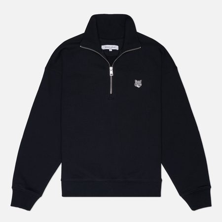 Мужская толстовка Maison Kitsune Fox Head Comfort Half-Zip, цвет чёрный