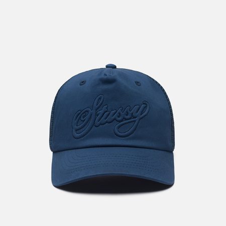 Кепка Stussy Waxed Trucker Cursive Stitch Snapback, цвет синий