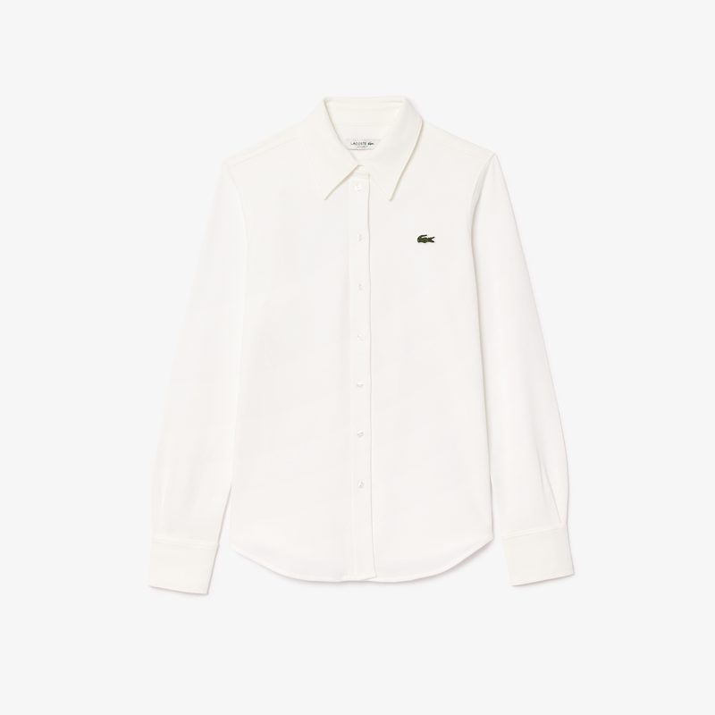 Женская хлопковая рубашка Lacoste с нашивкой-логотипом 5