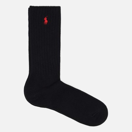Носки Polo Ralph Lauren Stretch Cotton Blend Crew Single, цвет чёрный
