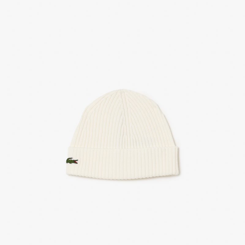 Шерстяная шапка Lacoste унисекс в рубчик