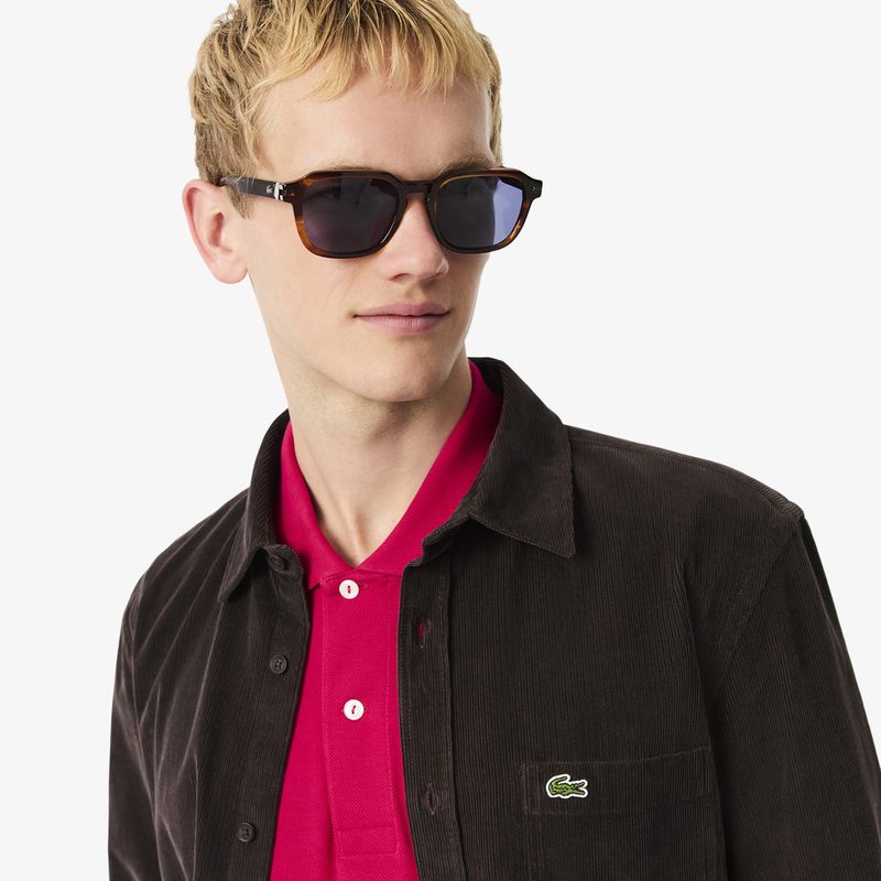 Мужская хлопковая велюровая рубашка Lacoste стандартного кроя 3