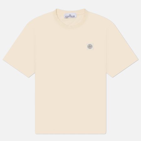 Мужская футболка Stone Island Combed Organic Cotton Jersey Compass Patch, цвет бежевый