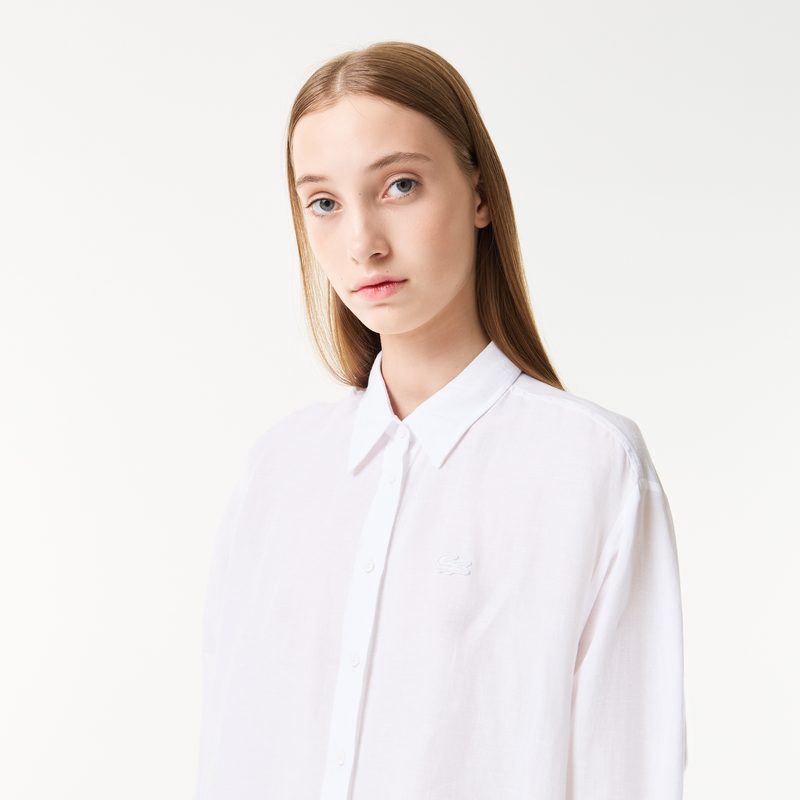 Женская лёгкая рубашка Lacoste из льна 3