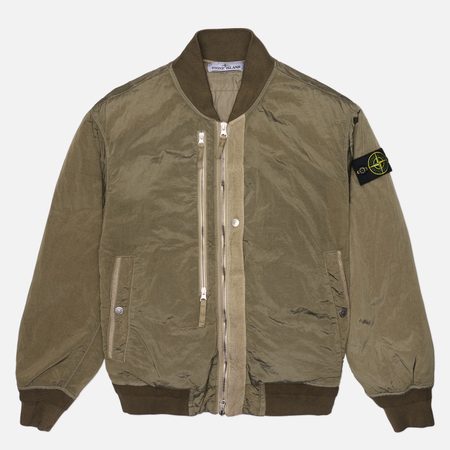 Мужская куртка бомбер Stone Island Nylon Metal In Econyl PrimaLoft, цвет оливковый