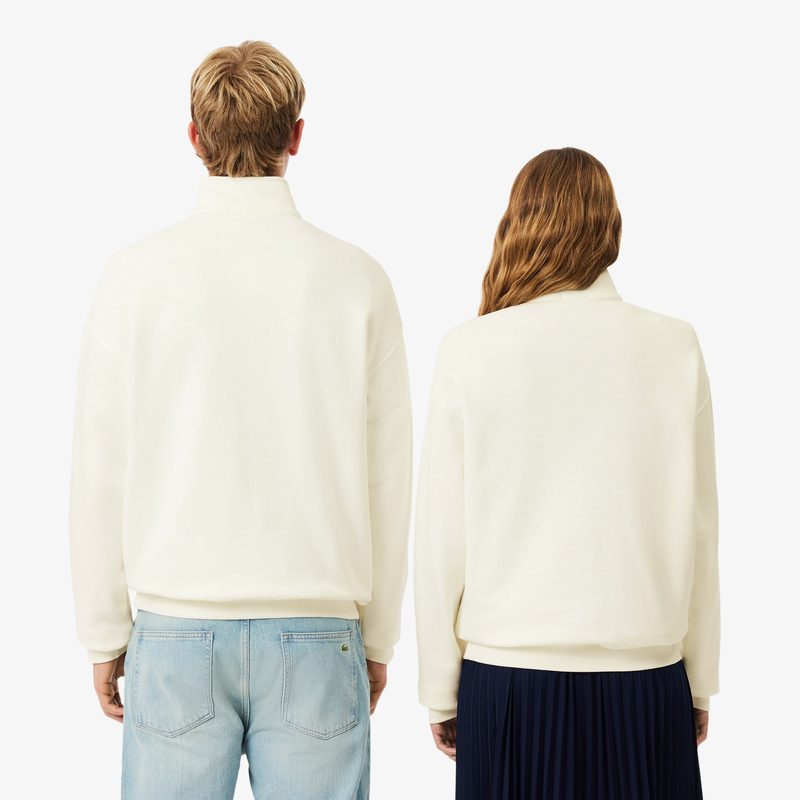 Хлопковый свитшот Lacoste унисекс свободного кроя из плотного флиса с застежкой-молнией на воротнике 2