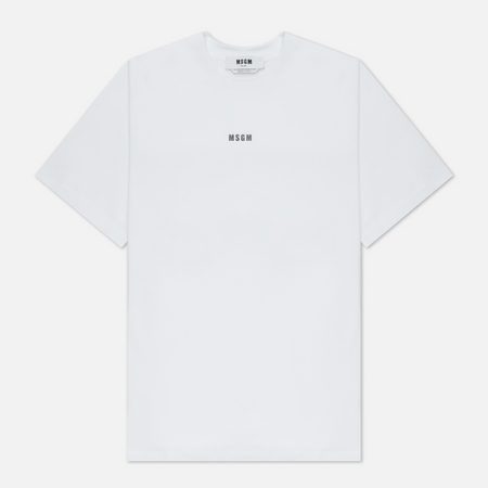 Мужская футболка MSGM Micrologo Basic Crew Neck, цвет белый