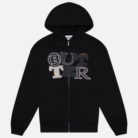 Мужская толстовка Butter Goods Patchwork Zip-Thru Hoodie, цвет чёрный