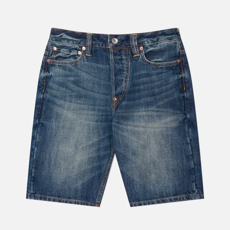 Мужские шорты Evisu Heritage Multi-Pocket Denim Brocade Patch, цвет синий