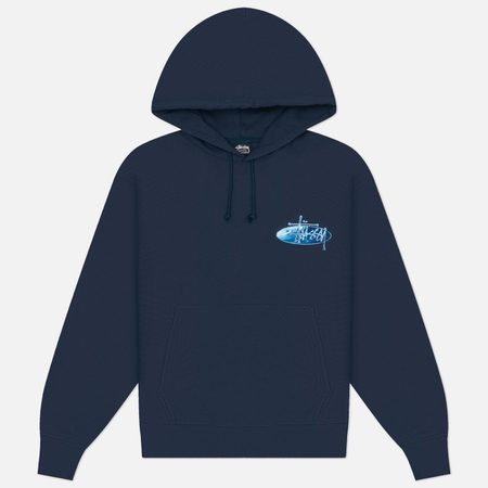Мужская толстовка Stussy Wave Oval Hoodie, цвет синий