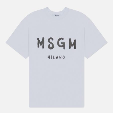Мужская футболка MSGM Brush Stroke Logo Print, цвет белый