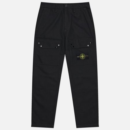 Мужские брюки Stone Island Stretch Cotton Drill Cargo, цвет чёрный
