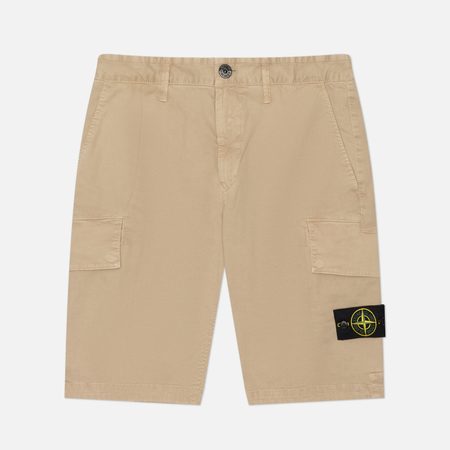 Мужские шорты Stone Island Organic Cotton Stretch Broken Twill Old Effect, цвет бежевый