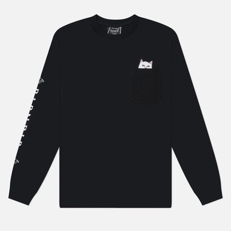 Мужской лонгслив RIPNDIP Lord Nermal Pocket, цвет чёрный