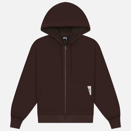 Мужская толстовка Stussy Bonded Sherpa Hoodie, цвет коричневый