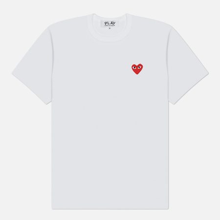 Мужская футболка Comme des Garcons Play Red Emblem, цвет белый