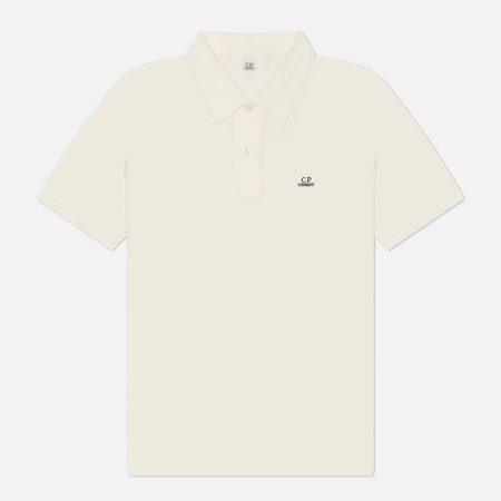 Мужское поло C.P. Company Stretch Piquet Ribbed Collar, цвет белый