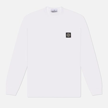 Мужской лонгслив Stone Island 60/2 Cotton Jersey Slim Compass Patch, цвет белый