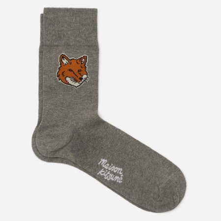 Носки Maison Kitsune Fox Head FW25, цвет серый