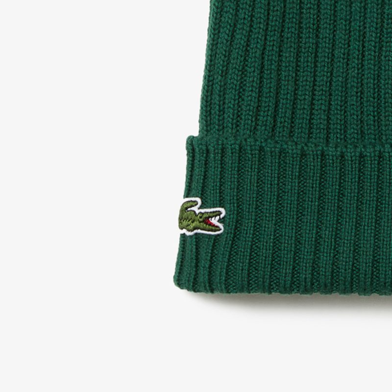 Шерстяная шапка Lacoste унисекс в рубчик 2
