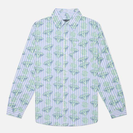 Мужская рубашка Billionaire Boys Club Glow In The Dark Diamonds & Dollars Striped, цвет голубой