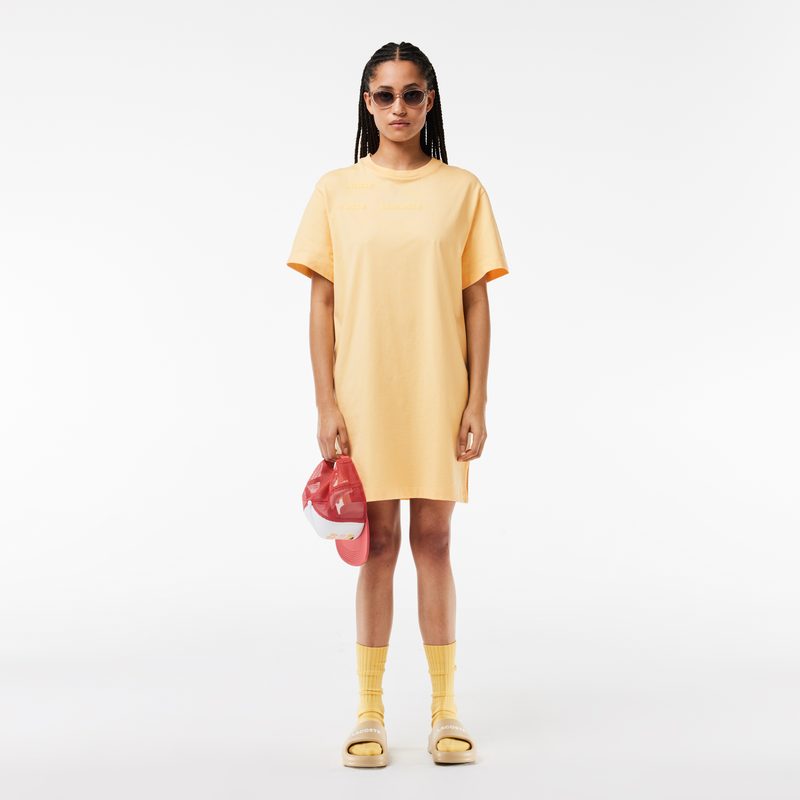 Трикотажное платье Lacoste с коротким рукавом оверсайз 4