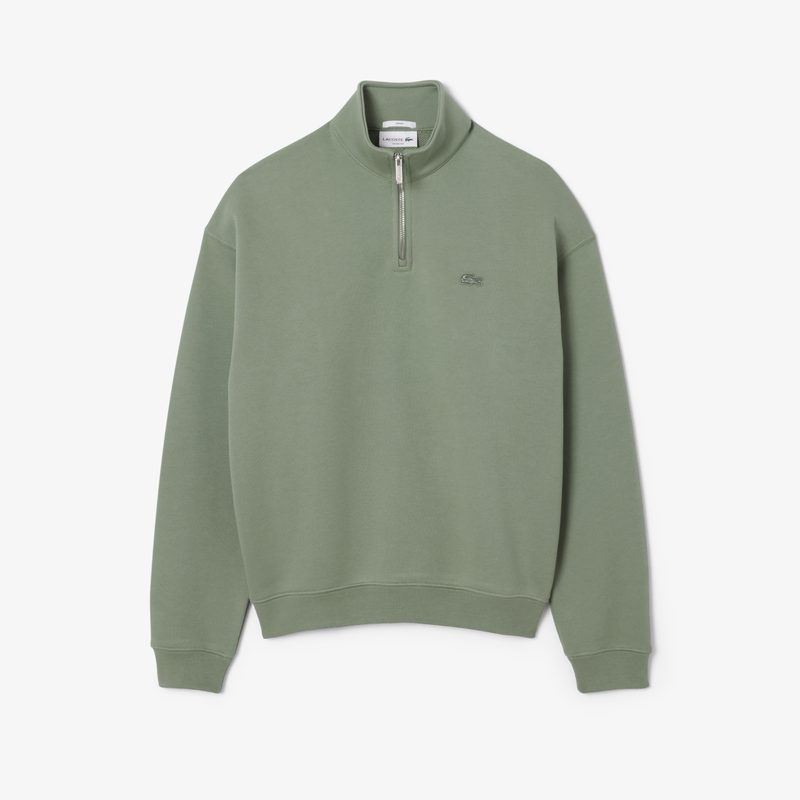 Хлопковый свитшот Lacoste унисекс свободного кроя из плотного флиса с застежкой-молнией на воротнике 4