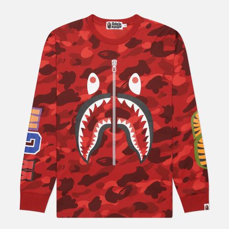 Мужской лонгслив A Bathing Ape Color Camo Shark, цвет красный