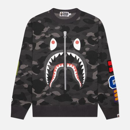 Мужская толстовка A Bathing Ape Color Camo Shark Crewneck, цвет чёрный
